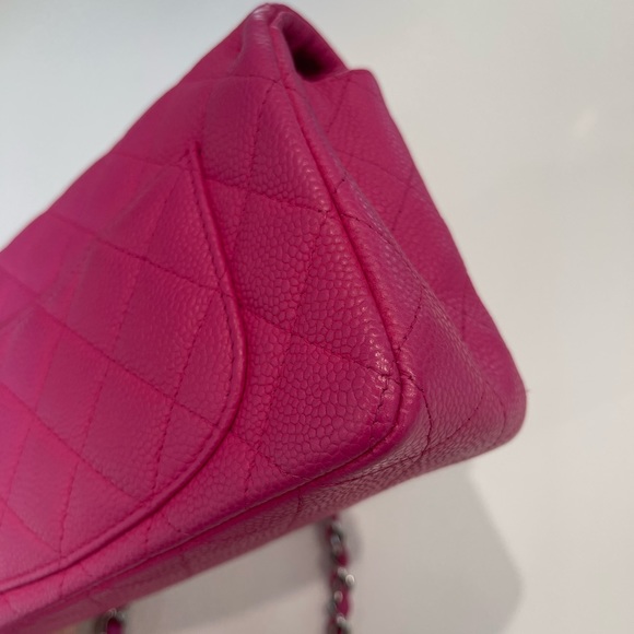SOLD🚫AUTHENTIC Chanel Hot Pink Caviar Mini Rectangular Flap SHW - Picture 12 of 17